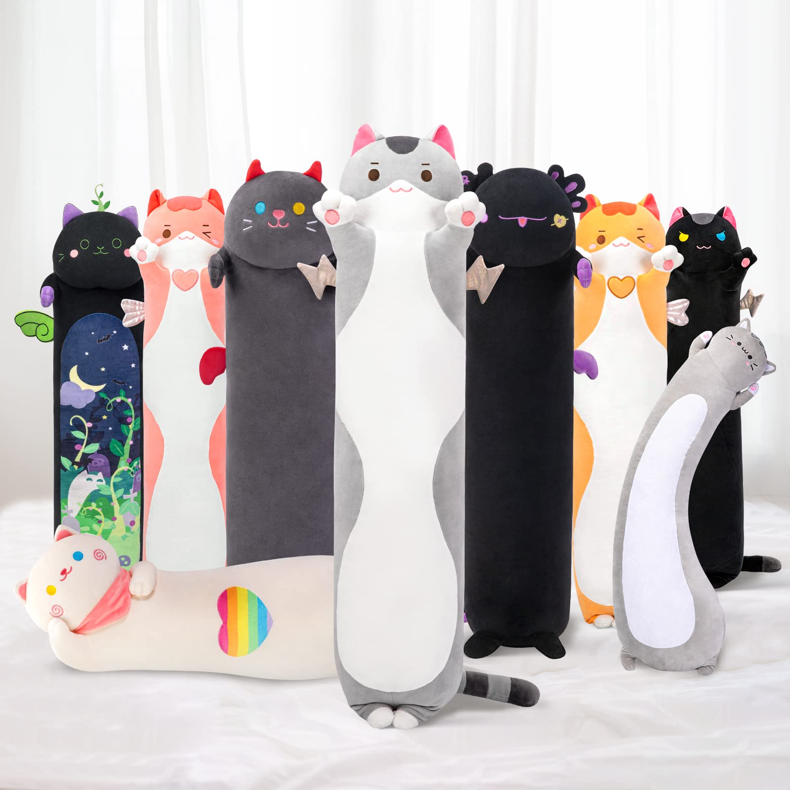 Mewaii Long Cat Plush Body Pillow, 20    Cute Cat Stuffed Animals Soft Plushies, Kitten Plush Throw Pillow Doll Toy Gift For Gir